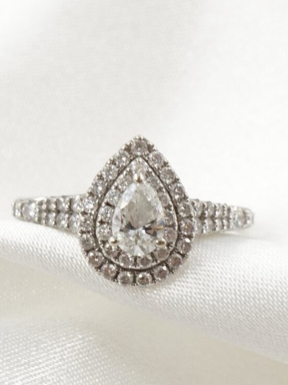 Zales Disney Enchanted Ariel Genuine Natural Diamond Pear Double Halo 14k Ring 💍